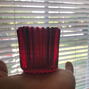 VINTAGE Rose Red Geometric Candle Holder